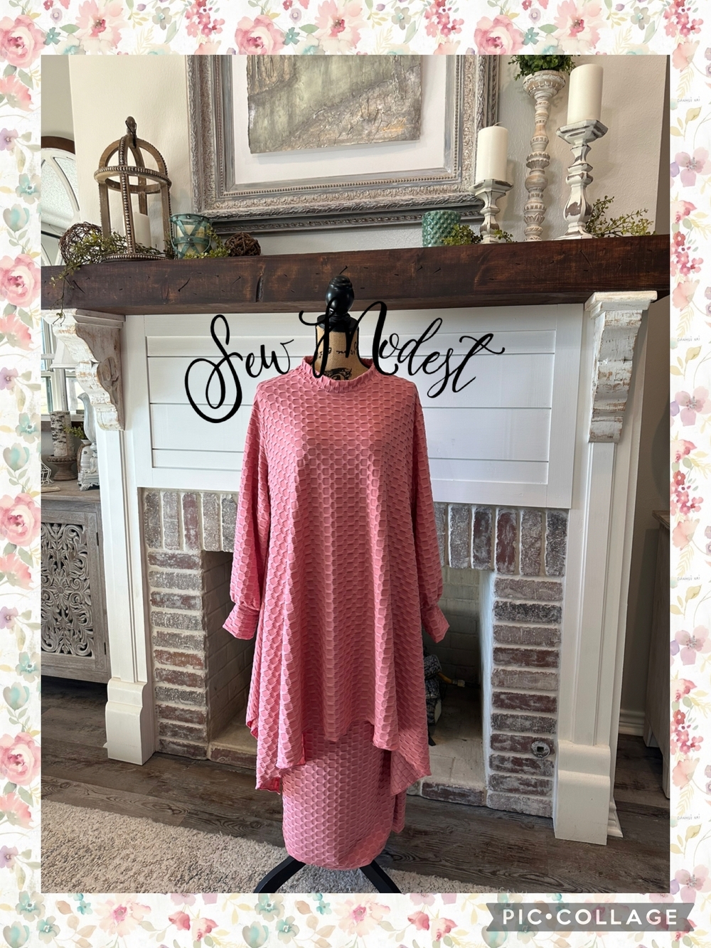 Textured Pink Two-Piece Tunic Set